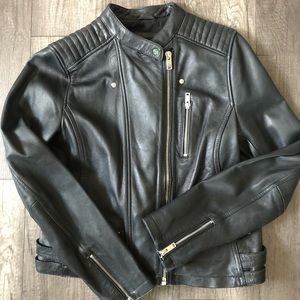 ZARA Leather Motorcycle Jacket. Size Large
